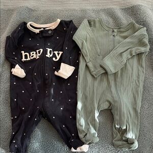 Wonder Nation Kids Footies Set - Black and Green